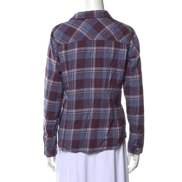 COLUMBIA Purple Plaid Print Flannel Long Sleeve Button-Up Top Shirt Size Medium - Picture 2 of 3